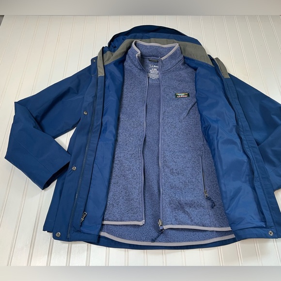 L.L. Bean Women's Blue Purple Sweater Fleece 3-in-1 Hooded Jacket Small - Picture 1 of 6